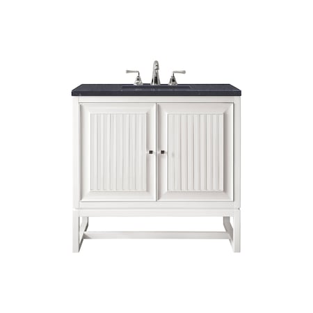 James Martin Vanities Athens 30in Single Vanity, Glossy White w/ 3 CM Charcoal Soapstone Quartz Top E645-V30-GW-3CSP